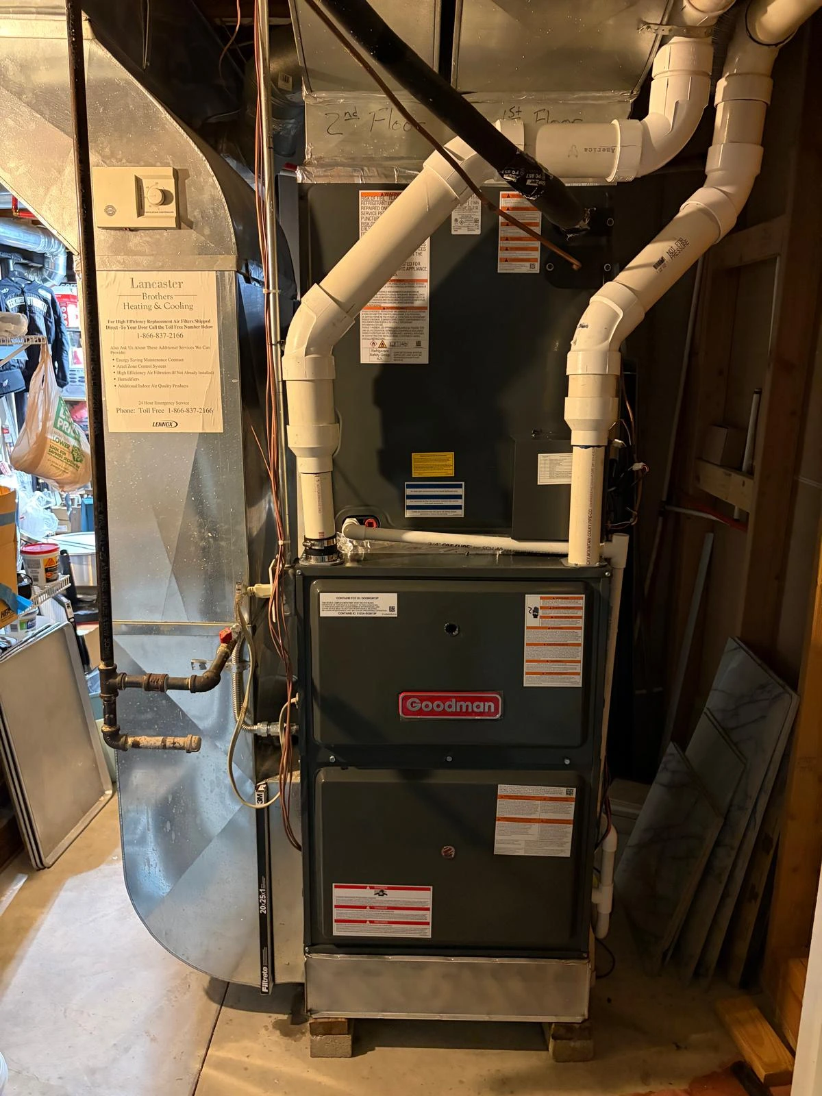 Goodman two-stage furnace system featuring high-efficiency PVC routing